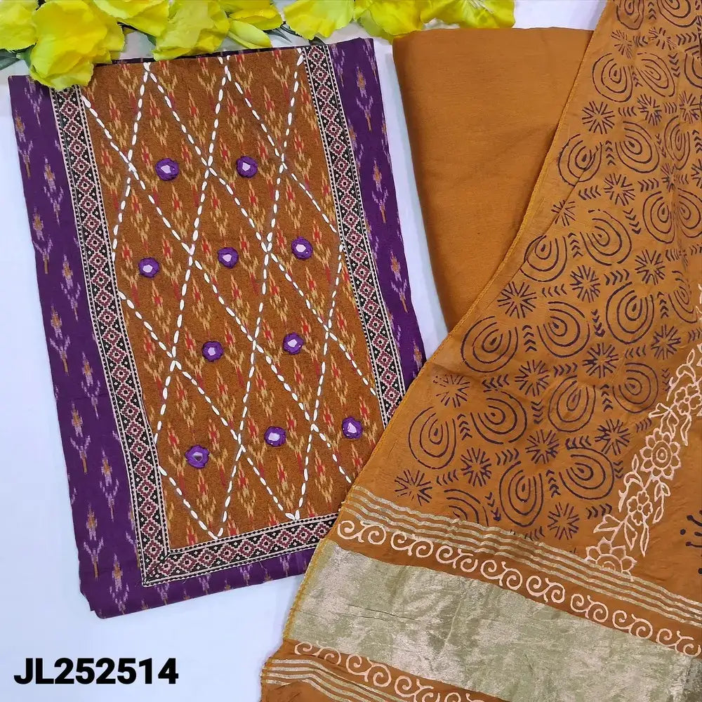 Purple ikat printed jam cotton salwar material jl252514-Neidhal