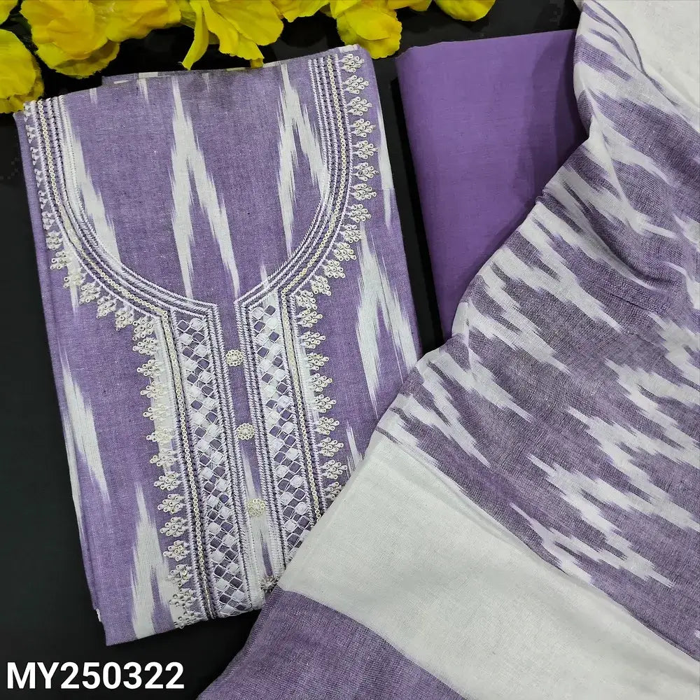 Purple ikat printed soft cotton salwar material my250322-Neidhal