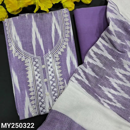 Purple ikat printed soft cotton salwar material my250322-Neidhal