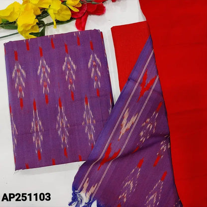 Purple ikat woven handloom cotton salwar material ap251103-Neidhal
