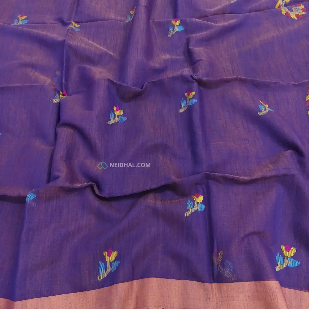 CODE NS25: Dual shaded purple with golden tint jamdani woven slub tissue saree(thin & light weight)jamdani woven pallu
