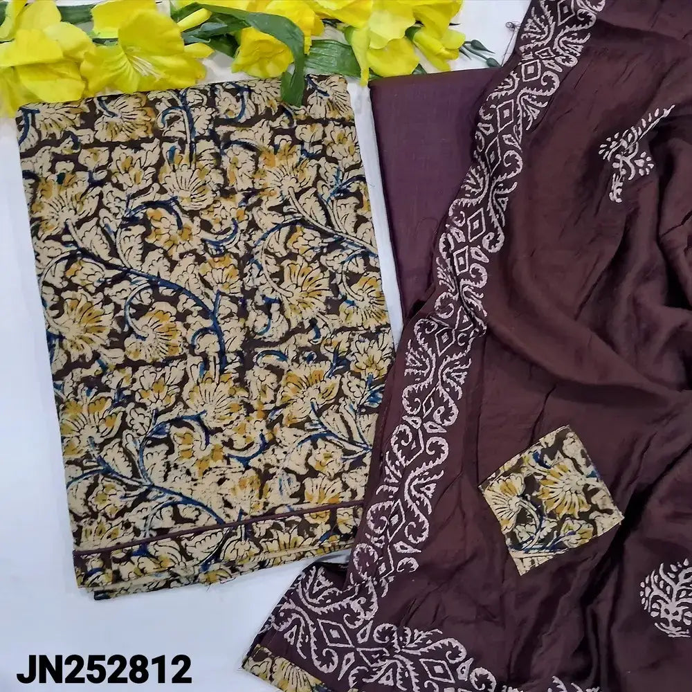 Purple kalamkari block printed pure cotton salwar material jn252812-Neidhal
