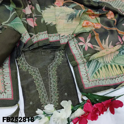 Purple with golden tint pure organza silk unstitched salwar material