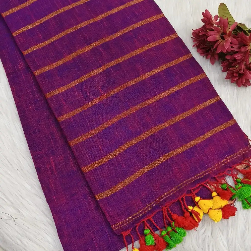 Purple premium linen saree ns150-Neidhal