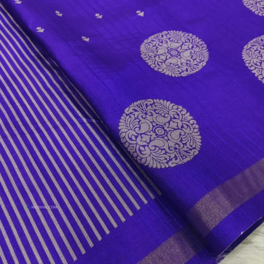 CODE NS09: Purple printed chappa silk saree jakard design all over chakra print with gold tissue borders printed short