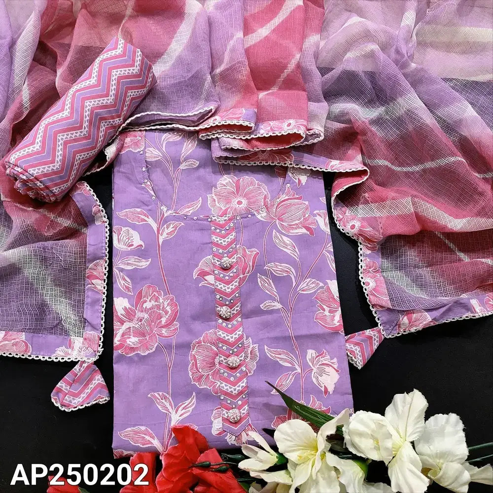Purple printed cotton salwar material ap250202-Neidhal