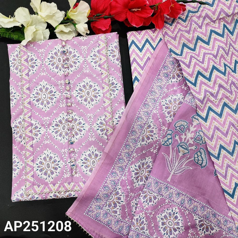 Purple printed cotton salwar material ap251208-Neidhal
