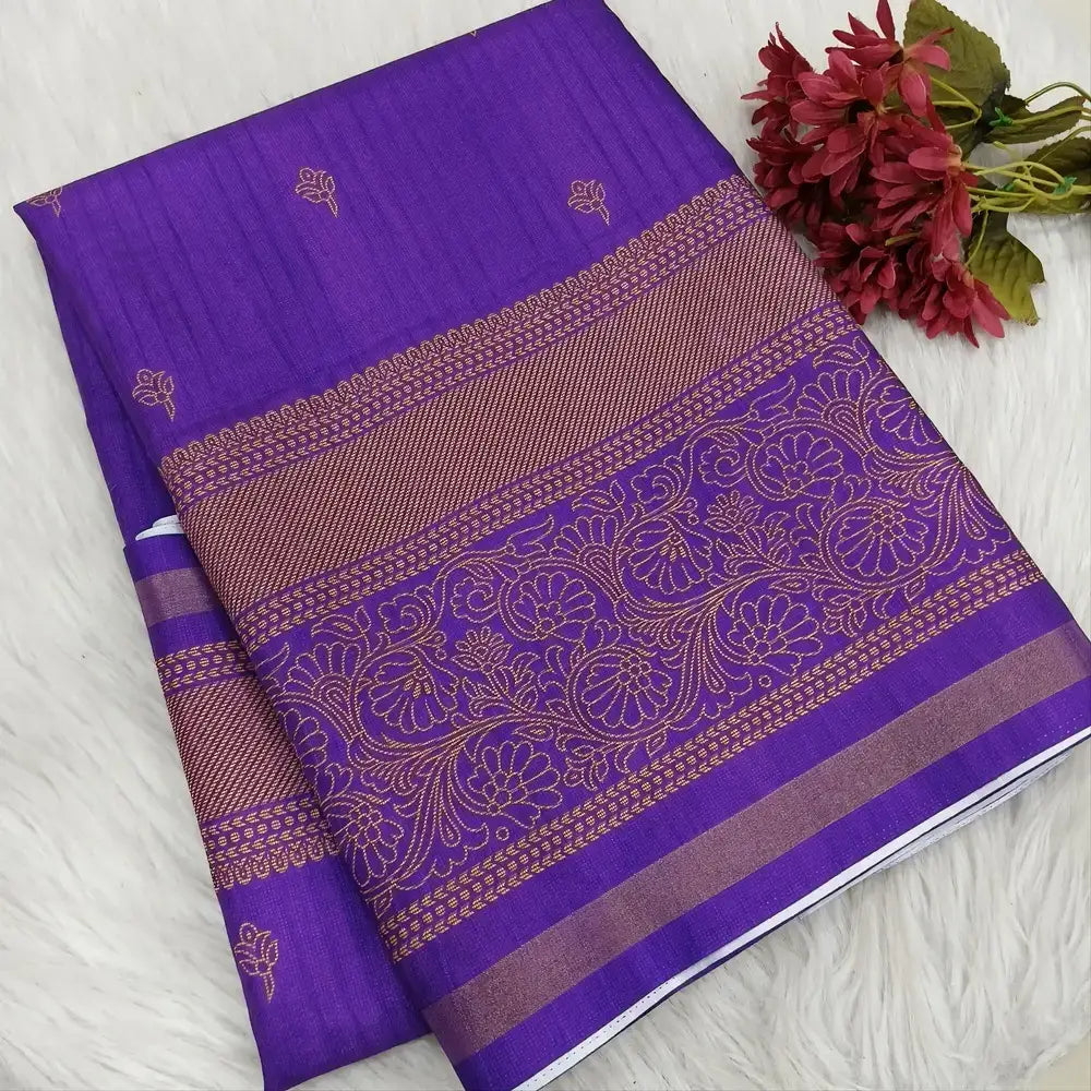 Purple printed fancy chappa silk saree ns174-Neidhal