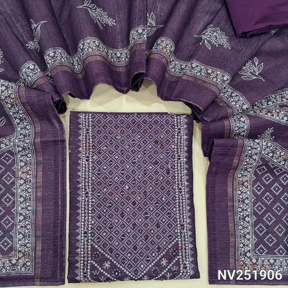 purple printed jute silk cotton unstitched salwar material nv251906-Neidhal