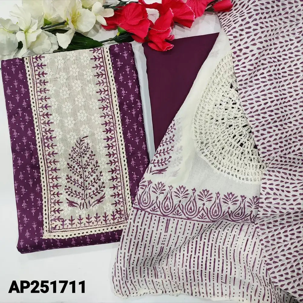 Purple printed satin cotton salwar material ap251711-Neidhal