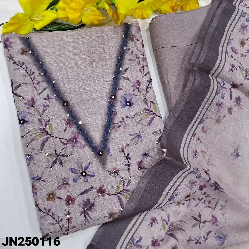 Purple printed semi linen salwar material jn250116-Neidhal