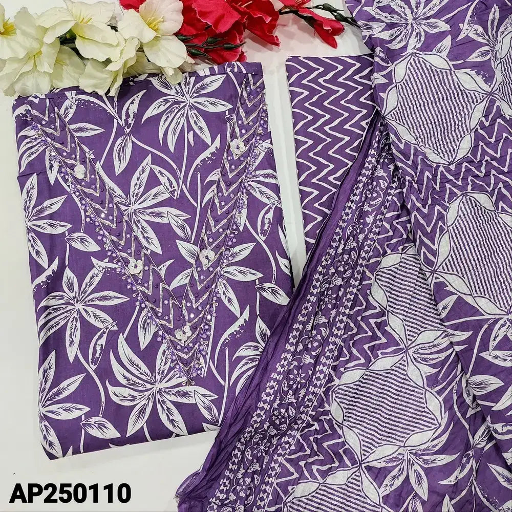 Purple printed soft cotton salwar material ap250110-Neidhal