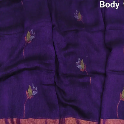 Purple pure linen hand woven saree ns171-Neidhal