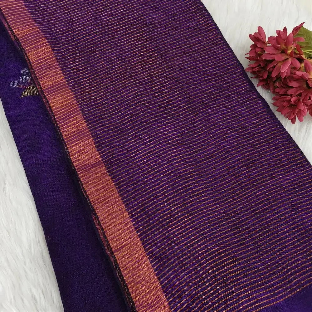 Purple pure linen hand woven saree ns171-Neidhal