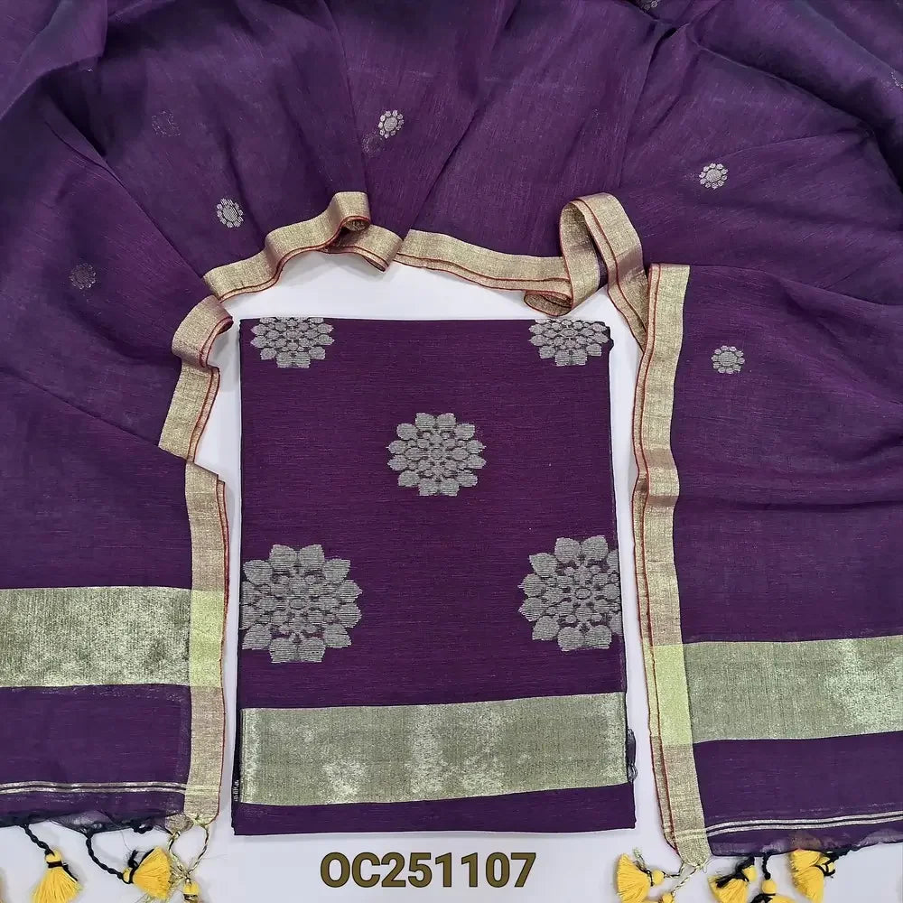 Purple pure linen salwar material OC251107-Neidhal