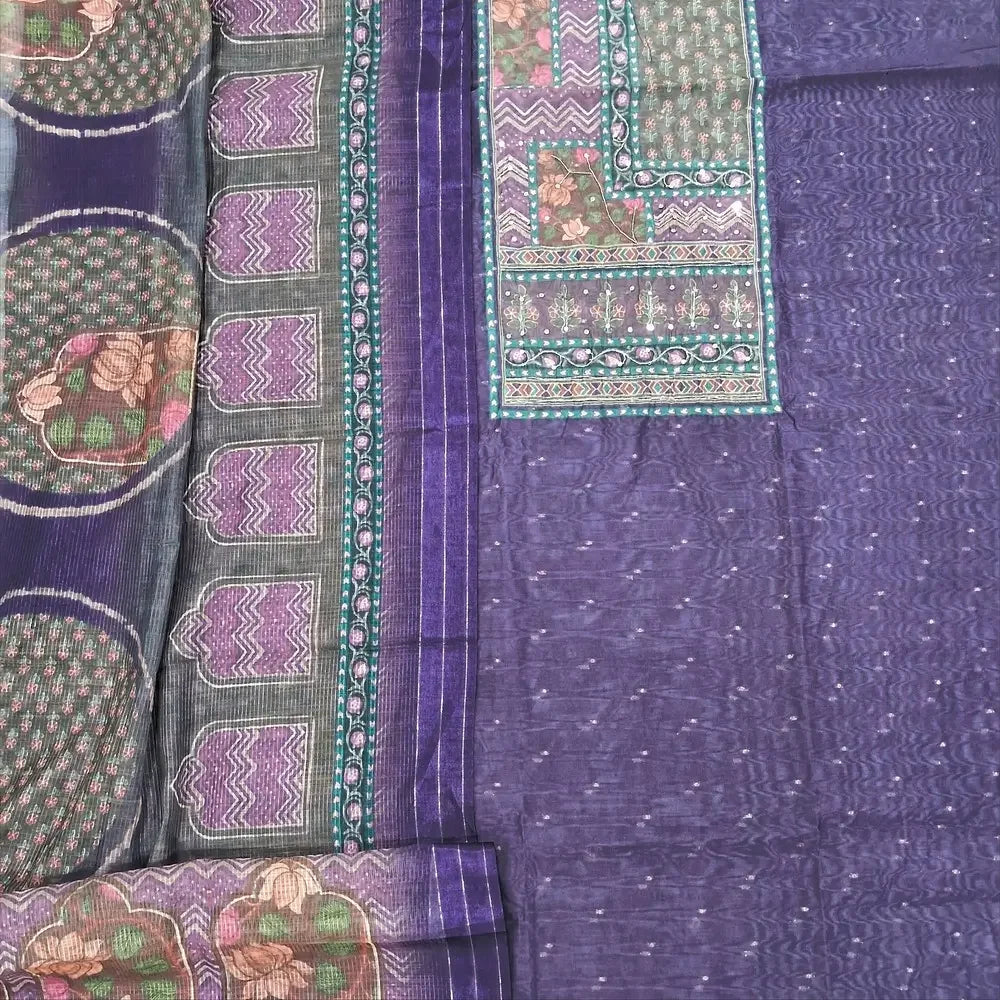 Purple silk cotton salwar material ag252001 Neidhal