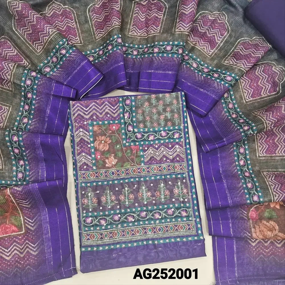 Purple silk cotton salwar material ag252001 Neidhal