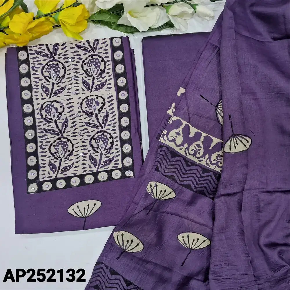 Purple Soft Silk Cotton Salwar Material with Dupatta AP252132– Neidhal