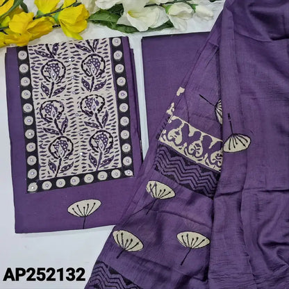 Purple Soft Silk Cotton Salwar Material with Dupatta AP252132– Neidhal