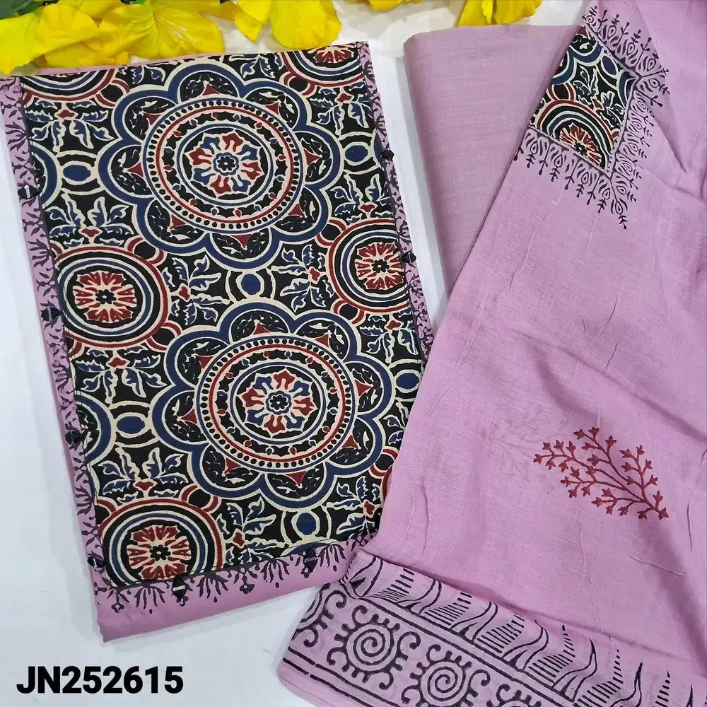 Purplish pink block printed cotton salwar material jn252615-Neidhal