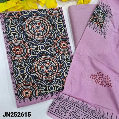 Purplish pink block printed cotton salwar material jn252615-Neidhal
