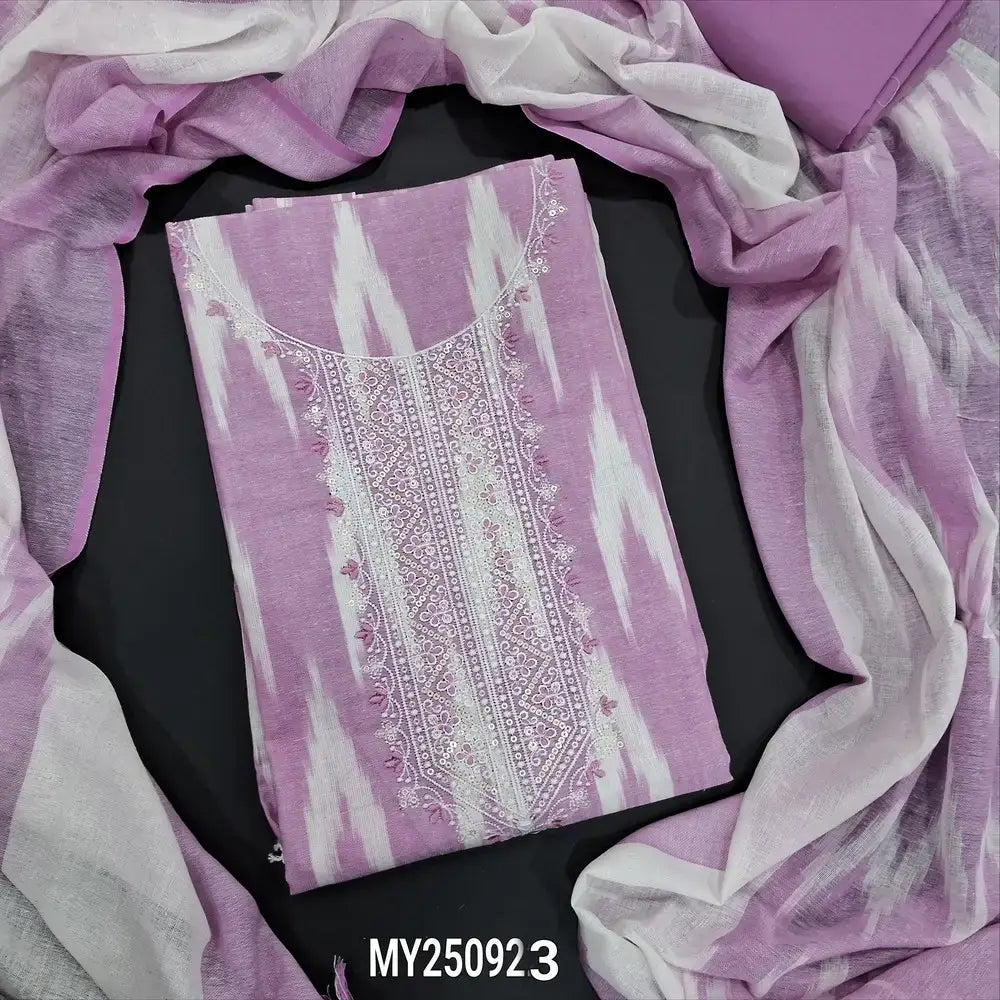 Purplish pink ikat woven soft cotton salwar material my250923-Neidhal