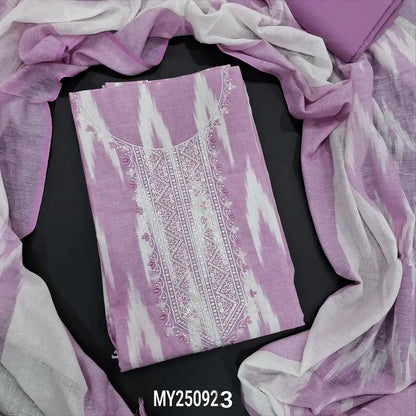 Purplish pink ikat woven soft cotton salwar material my250923-Neidhal