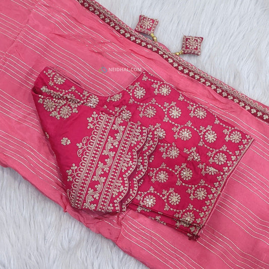 CODE WS1125 : Light pink fancy silk designer saree(thin,soft silky)Designer readymade blouse(armhole to armhole :19 inches,height:15 inches,can be altered to smaller sizes.fits upto size 40,L)READ FULL DESCRIPTION BELOW