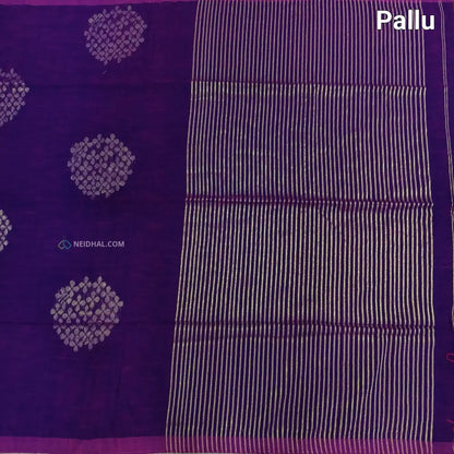 CODE NS07: Rani pink designer pure linen saree hand woven design all over heavy zari lines on pallu plain running