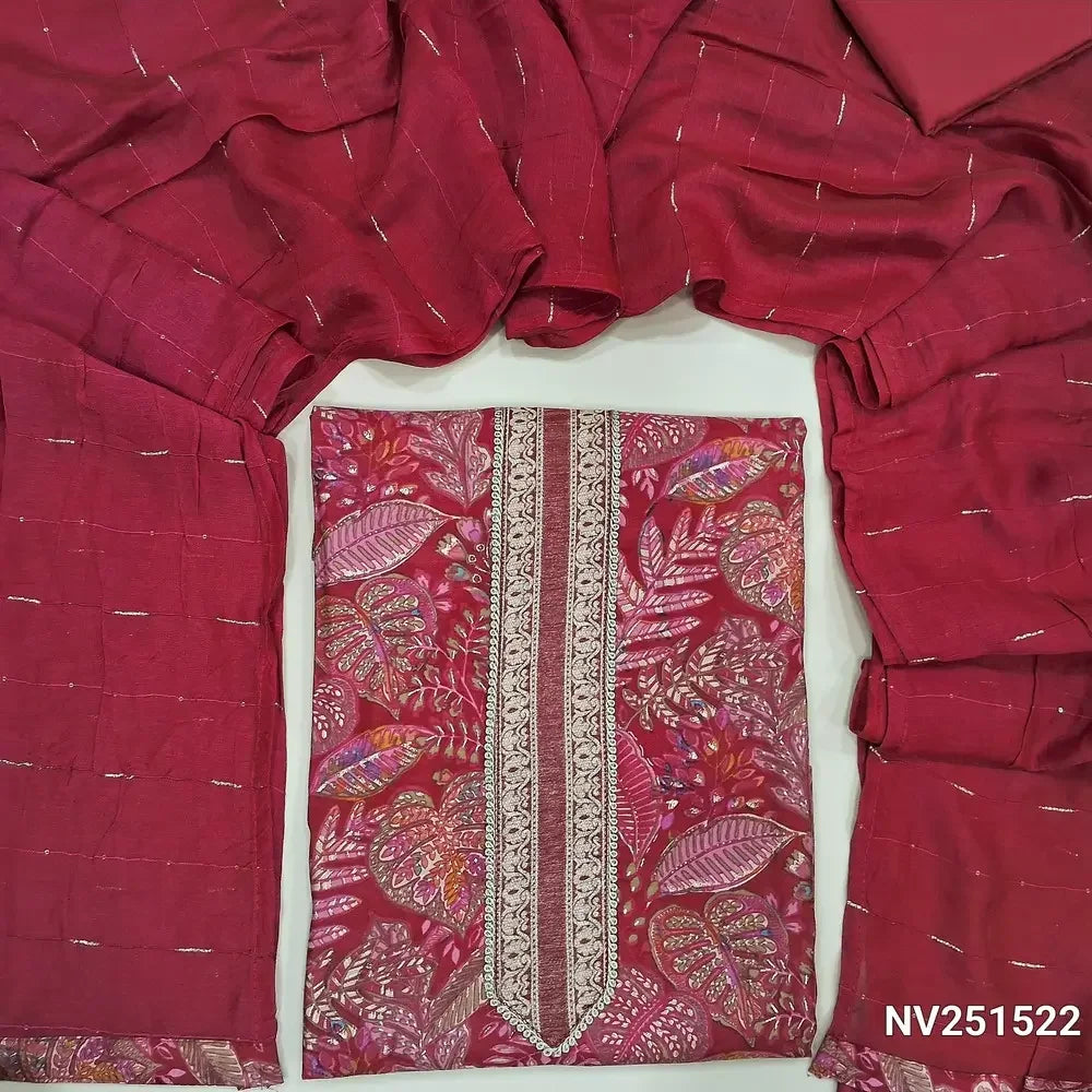 red base digital printed soft silk cotton unstitched salwar material nv251522-Neidhal