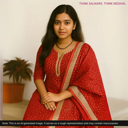 Red designer pure dola silk salwar material ag251102 Neihdal