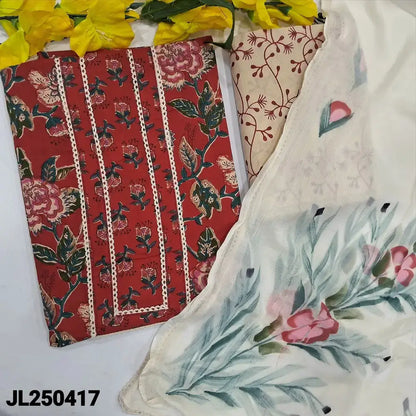 Red floral printed soft cotton salwar material jl250417-Neidhal
