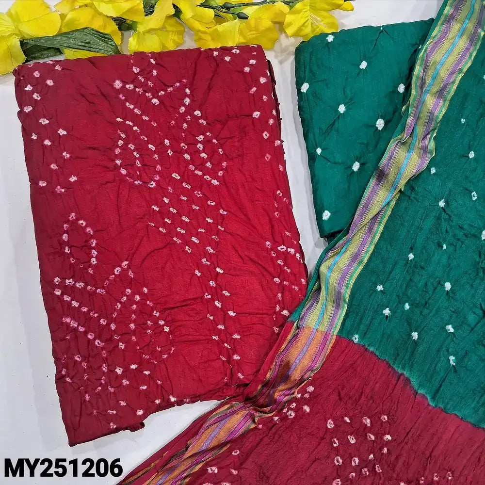 Red original bandhini cotton salwar material my251206-Neidhal