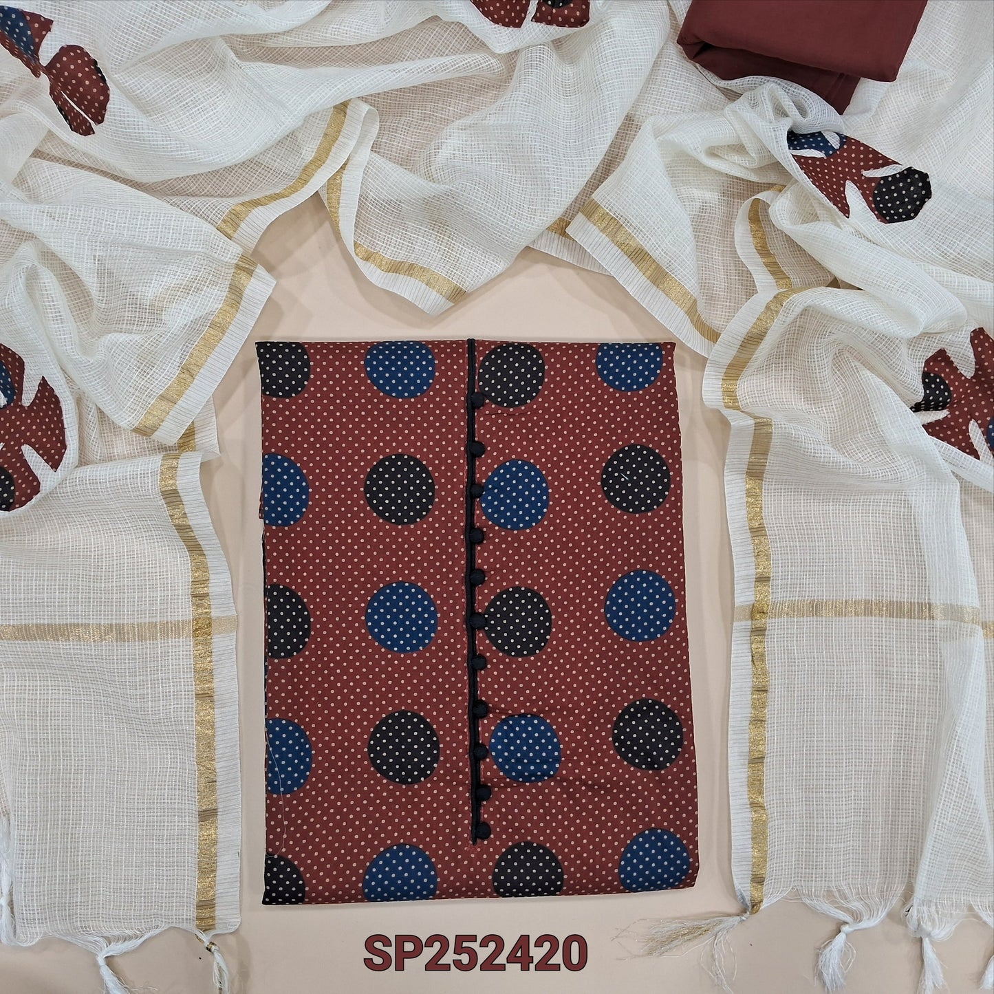 Red printed cotton salwar material SP252420-Neidhal