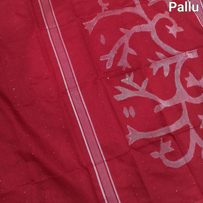 Red slub silk cotton saree ns89-Neidhal