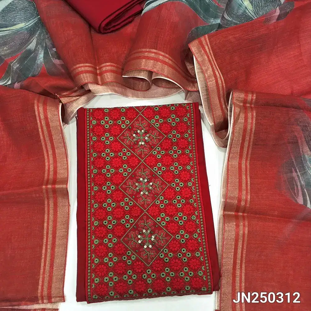 Red soft silk cotton salwar material jn250312-Neidhal