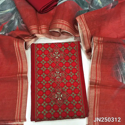 Red soft silk cotton salwar material jn250312-Neidhal