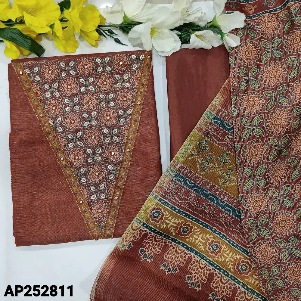 Red tissue silk cotton salwar material ap252811-Neidhal