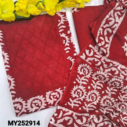 Red wax batik cotton salwar material my252914-Neidhal