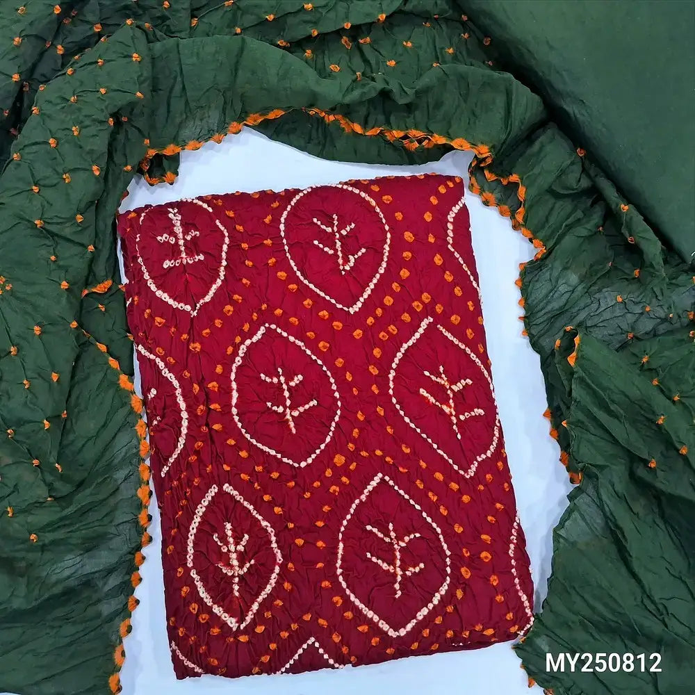 Reddish maroon bandhini cotton salwar material my250812-Neidhal