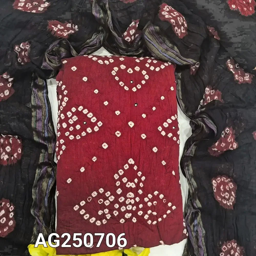 Reddish maroon bandhini pure cotton salwar material ag250706-Neidhal