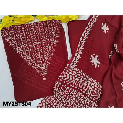 Reddish maroon batik crepe georgette salwar material my251304-Neidhal