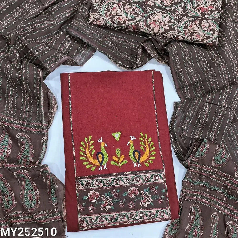 Reddish maroon cotton salwar material my252510-Neidhal