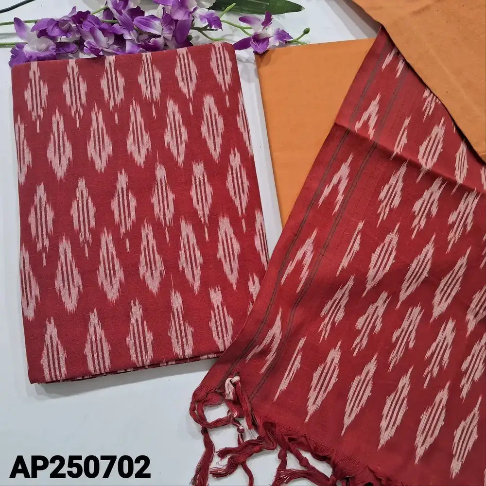 Reddish maroon handloom cotton salwar material ap250702-Neidhal