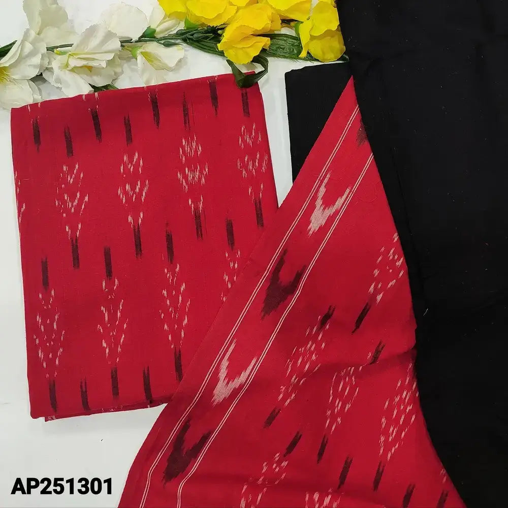 Reddish maroon ikat woven handloom cotton salwar material ap251301-Neidhal