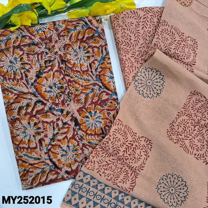 Reddish maroon kalamkari printed cotton salwar material my252015-Neidhal