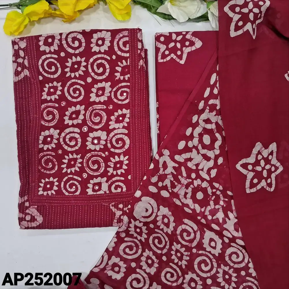Reddish maroon kantha cotton salwar material ap252007-Neidhal