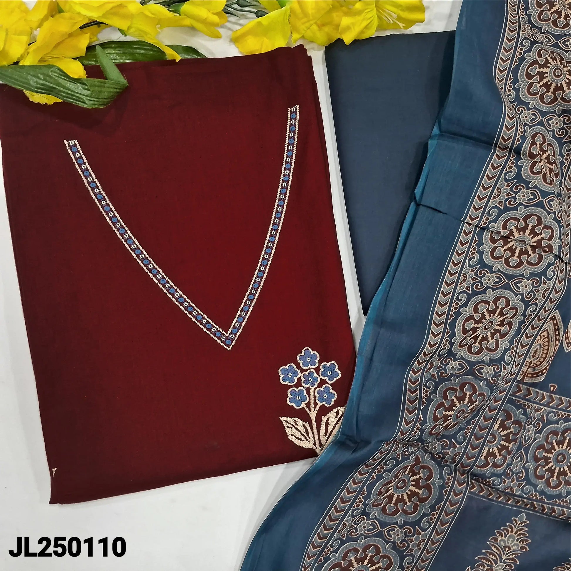 Reddish maroon premium cotton salwar material jl250110-Neidhal