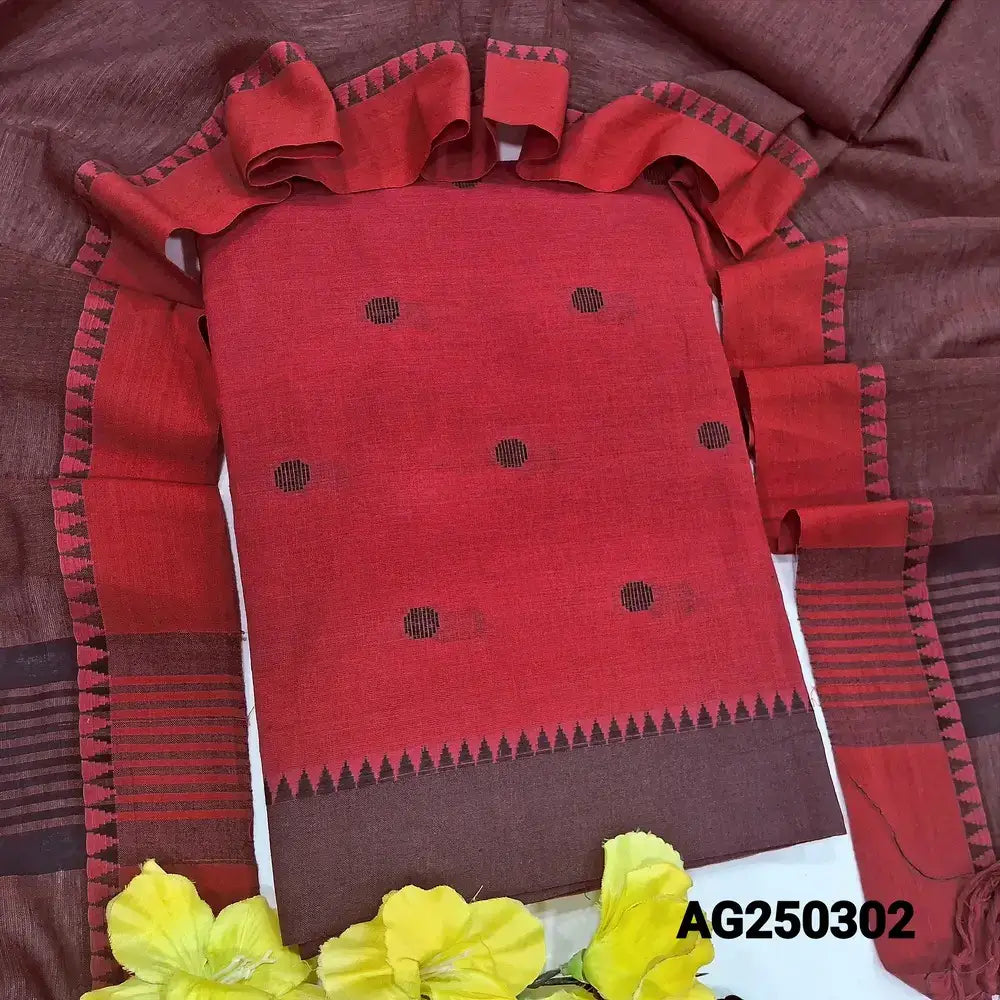 Reddish maroon premium handloom cotton salwar material ag250302-Neidhal