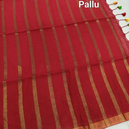 Reddish maroon premium linen saree ns147-Neidhal